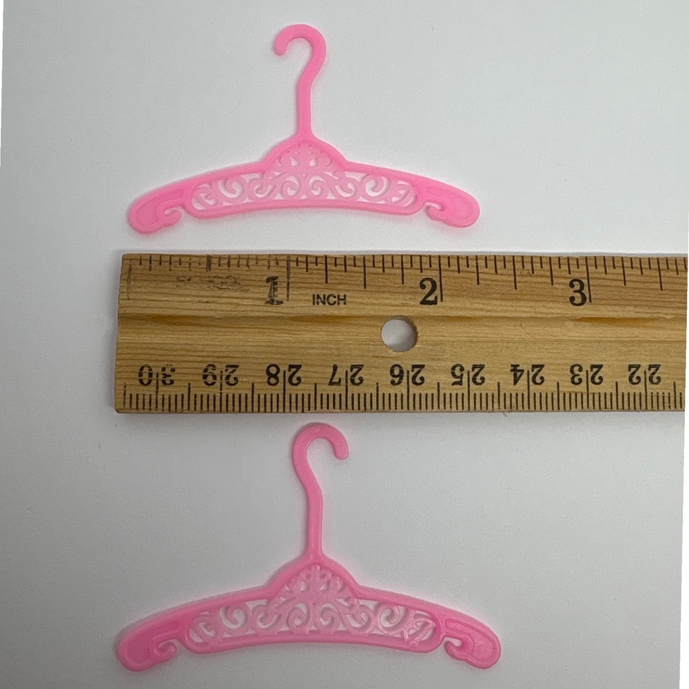 Vintage Barbie Pink‎ Doll Clothes Hangers Lot of 2 Miniature Toy Hangers - Picture 4 of 6